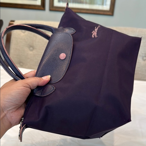 Authentic Longchamp Deep Purple Tote with Signature Leather Trim - Picture 3 of 15